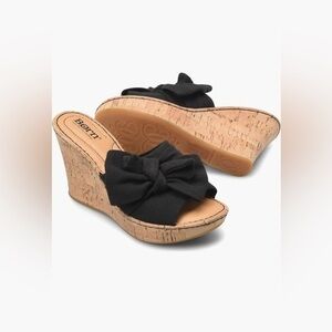 Born Black Cork Wedge Sandals